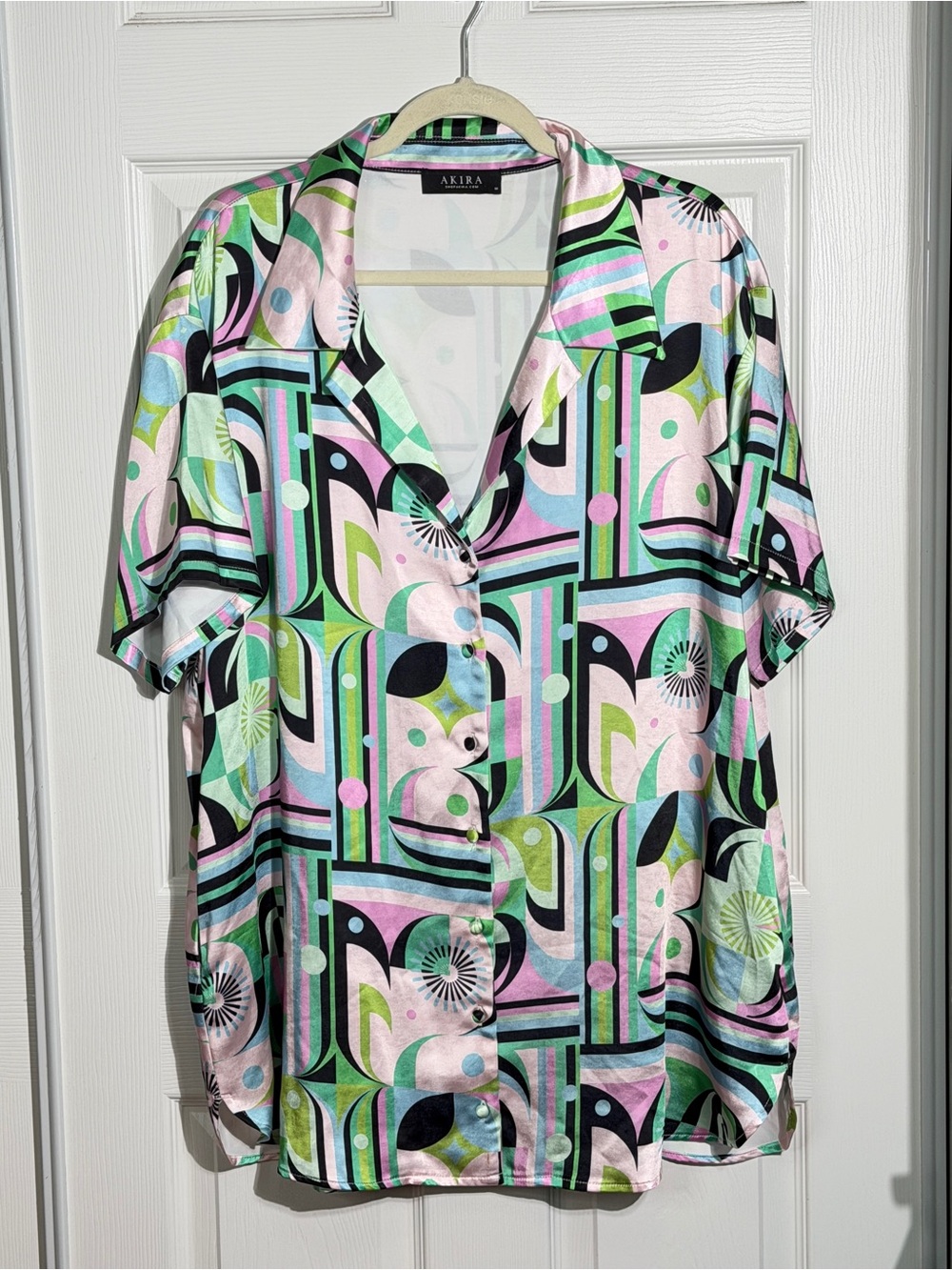 AKIRA Pastel Geometric Mini Dress - Pink, Green, Blue, Black